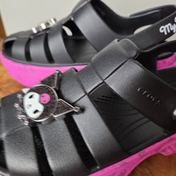 Crocs x Hello Kitty Platform Stomp Sandals Womens 9 Mens 7 Melody Kuromi Black - Picture 11 of 15